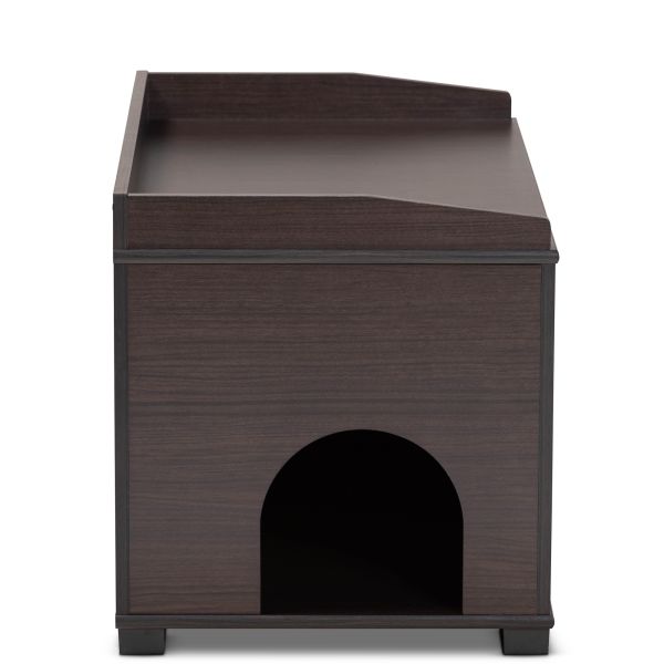 Mariam Modern and Contemporary Dark Brown Finished Wood Cat Litter Box Cover House