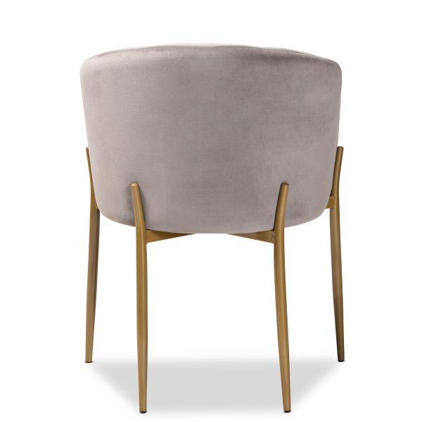 Ballard Modern Luxe and Glam Grey Velvet Fabric Upholstered and Gold Finished Metal Dining Chair