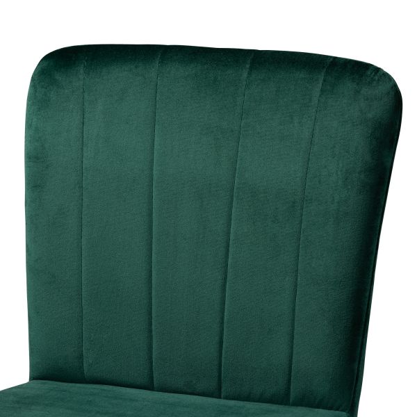 Preston Modern Luxe and Glam Green Velvet Fabric Upholstered and Two-Tone Black and Gold Finished Metal 2-Piece Bar Stool Set