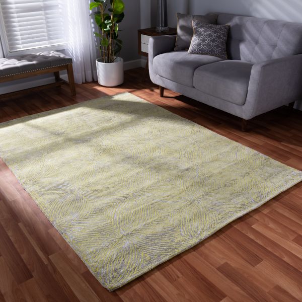 Leora Modern and Contemporary Lime Green and Grey Hand-Tufted Viscose Blend Area Rug 