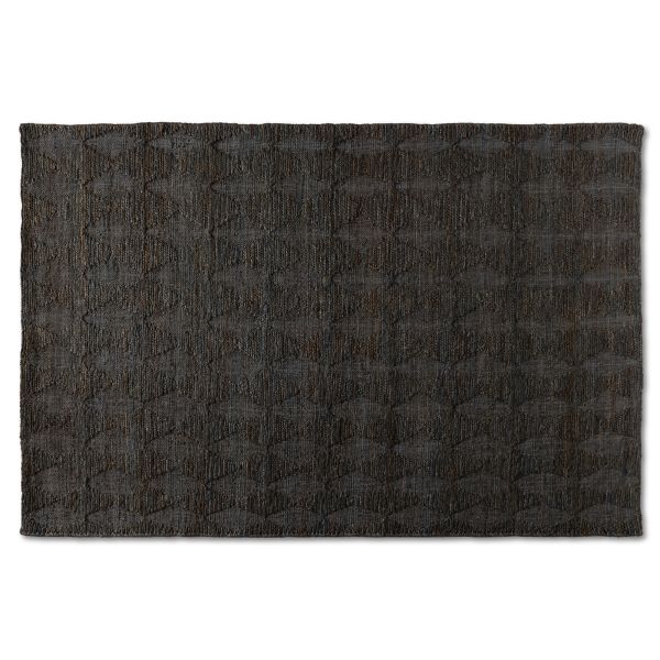 Burma Modern and Contemporary Dark Grey Hand-Knotted Hemp Area Rug