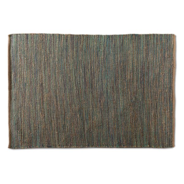 Michigan Modern and Contemporary Blue Handwoven Hemp Blend Area Rug