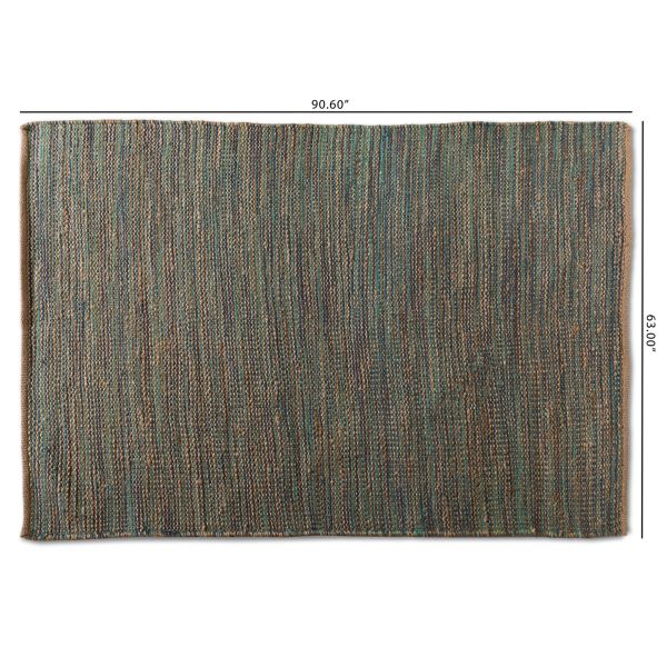 Michigan Modern and Contemporary Blue Handwoven Hemp Blend Area Rug