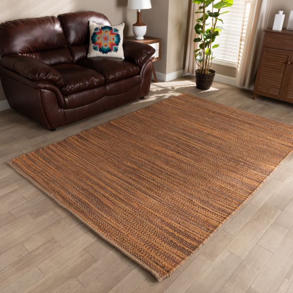 Michigan Modern and Contemporary Rust Handwoven Hemp Blend Area Rug