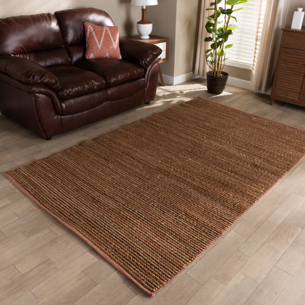 Zaguri Modern and Contemporary Natural Handwoven Leather Blend Area Rug