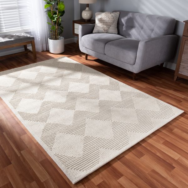 Sovanna Modern and Contemporary Ivory Hand-Tufted Wool Area Rug
