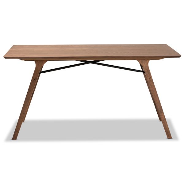 Saxton Mid-Century Modern Transitional Walnut Brown Finished Wood Dining Table