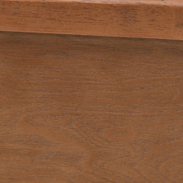 Eridian Mid-Century Modern Walnut Brown Finished Wood and Natural Rattan Queen Size Platform Bed