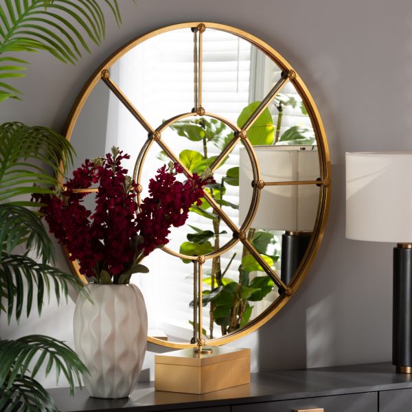 Ohara Modern and Contemporary Gold Finished Metal Accent Wall Mirror