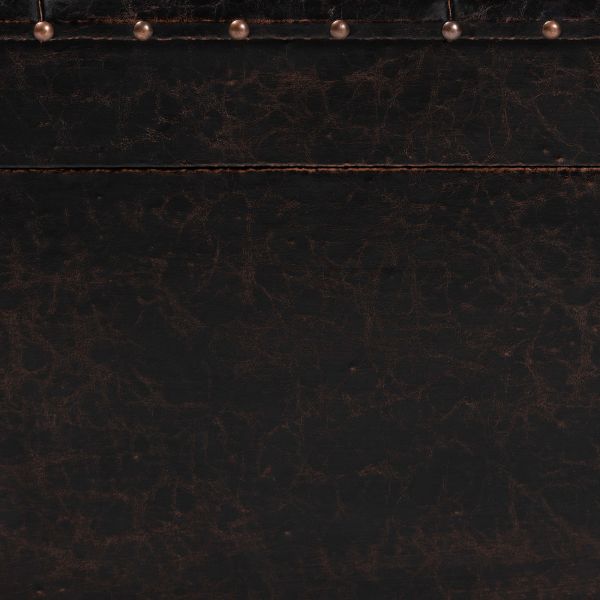 Janna Rustic Transitional Dark Brown Faux Leather Upholstered and Oak Brown Finished Wood Storage Ottoman