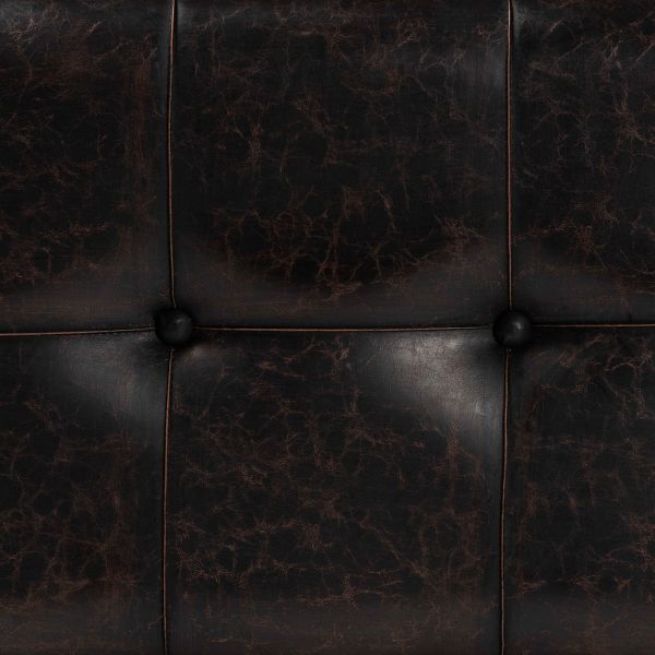 Janna Rustic Transitional Dark Brown Faux Leather Upholstered and Oak Brown Finished Wood Storage Ottoman