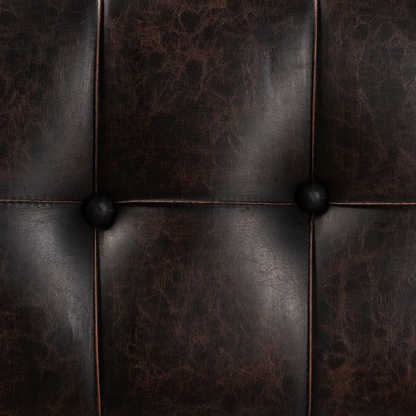 Edmund Rustic Transitional Dark Brown Faux Leather Upholstered and Oak Brown Finished Wood Storage Ottoman