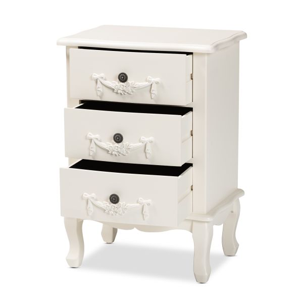 Callen Classic and Traditional White Finished Wood 3-Drawer Nightstand