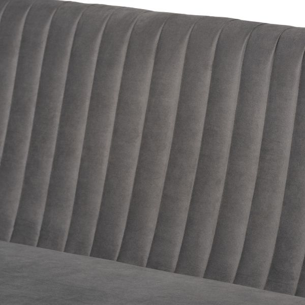 Alvis Mid-Century Modern Grey Velvet Upholstered and Walnut Brown Finished Wood 4-Piece Dining Nook Set