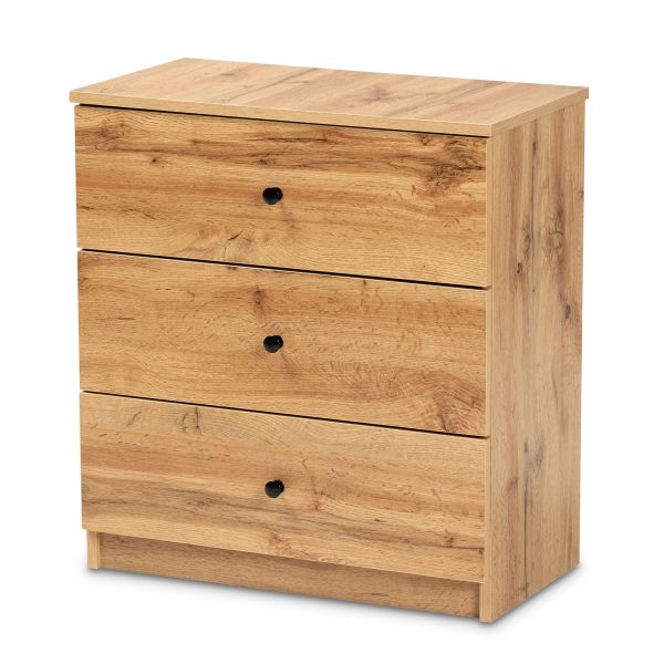 Decon Modern and Contemporary Oak Brown Finished Wood 3-Drawer Storage Chest