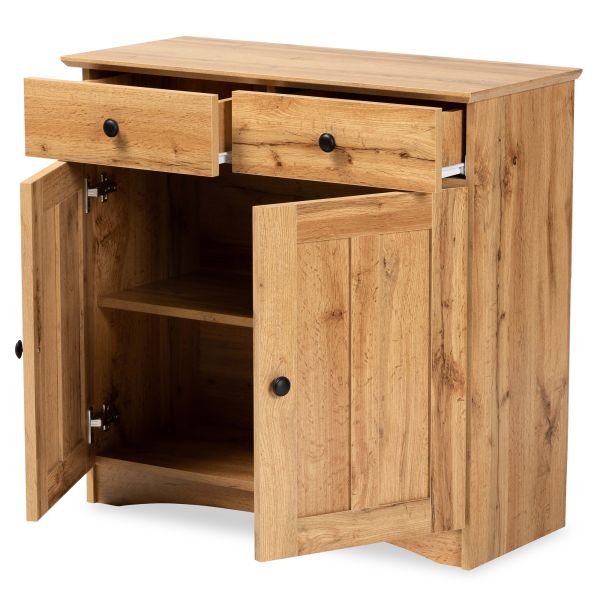 Lauren Modern and Contemporary Oak Brown Finished Wood 2-Door Buffet Kitchen Cabinet