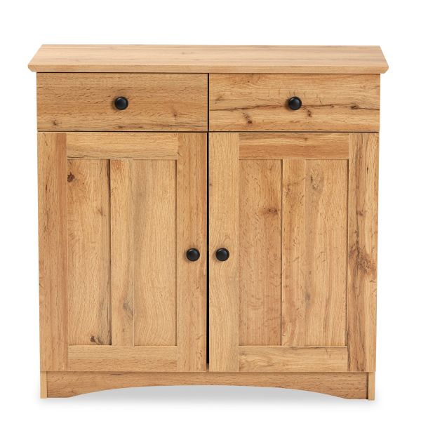 Lauren Modern and Contemporary Oak Brown Finished Wood 2-Door Buffet Kitchen Cabinet