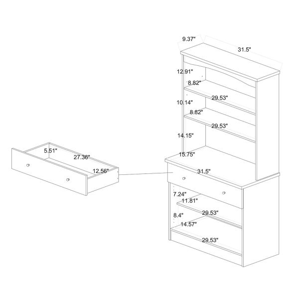 Agni Modern and Contemporary Oak Brown Finished Wood Buffet and Hutch Kitchen Cabinet