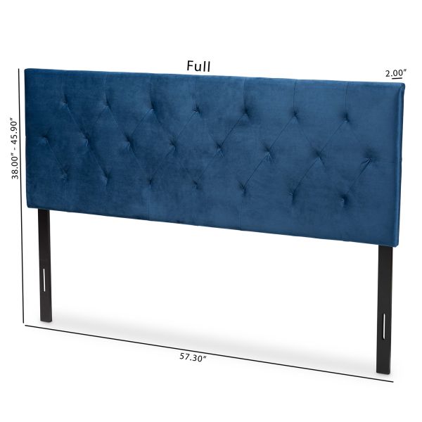 Felix Modern and Contemporary Navy Blue Velvet Fabric Upholstered Full Size Headboard