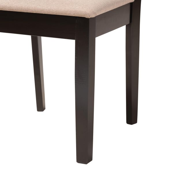 Olympia Modern Beige Fabric and Espresso Brown Finished Wood 6-Piece Dining Set