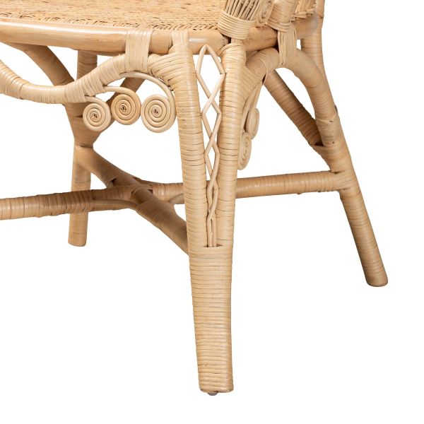 Ratu Modern Bohemian Natural Brown Rattan Accent Chair