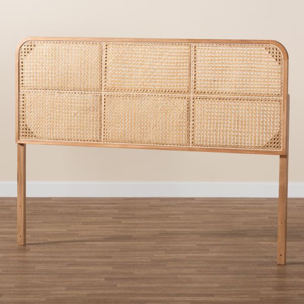 Lainer Natural Brown Finished Bayur Wood and Bamboo Queen Size Headboard
