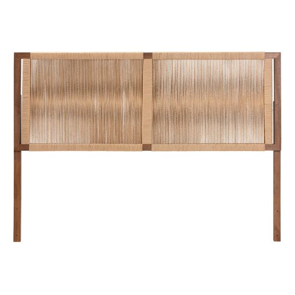 Holitz Modern Bohemian Walnut Brown Finished Bayur Wood Queen Size Headboard