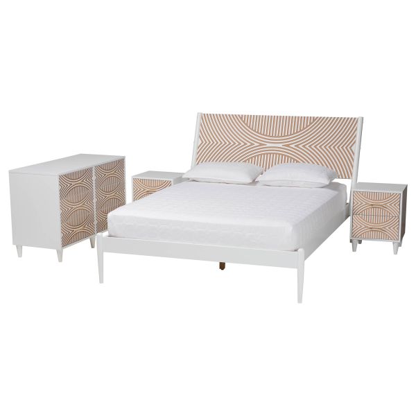 Louetta Carved Contrasting 4-Piece Bedroom Set