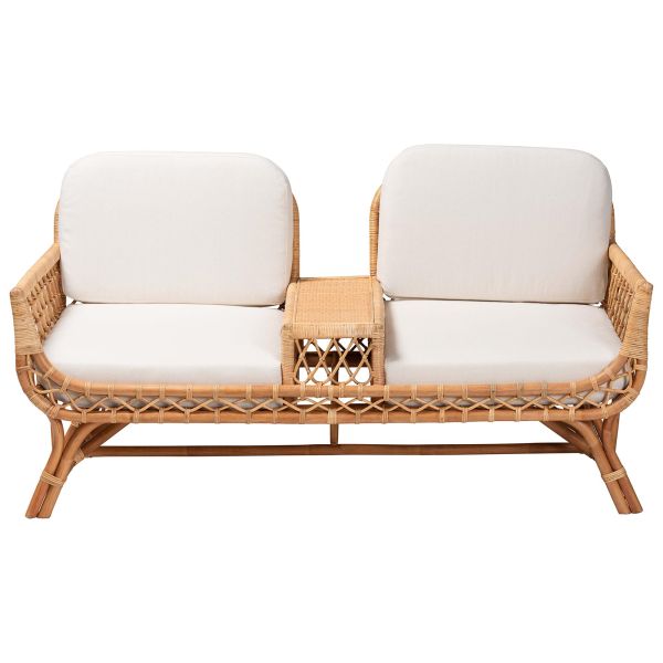 Pakis Bohemian Light Honey Rattan Tete-a-Tete Sofa
