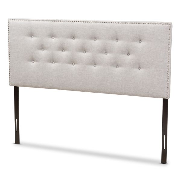 Windsor Modern and Contemporary Greyish Beige Fabric Upholstered Full Size Headboard