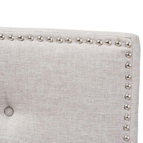 Windsor Modern and Contemporary Greyish Beige Fabric Upholstered Queen Size Headboard