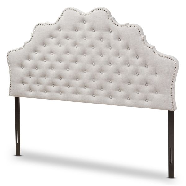 Hilda Modern and Contemporary Greyish Beige Fabric Queen Size Headboard