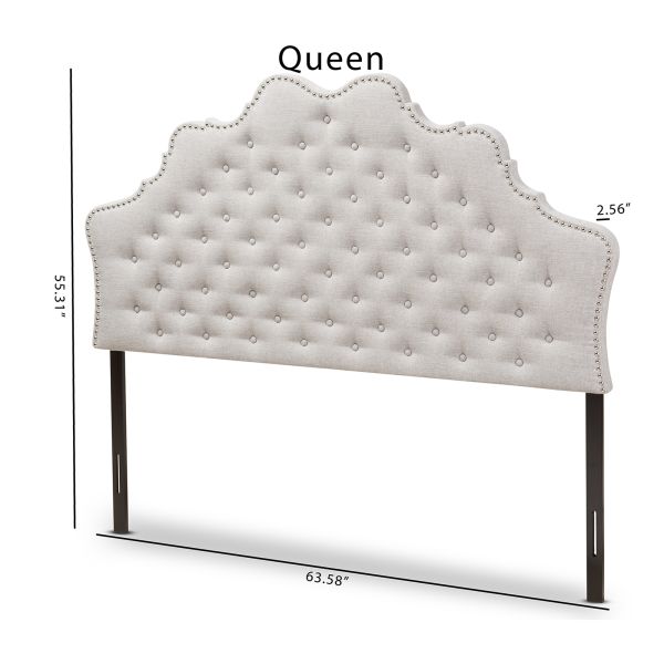 Hilda Modern and Contemporary Greyish Beige Fabric Queen Size Headboard
