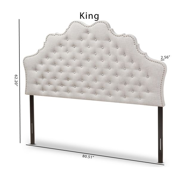 Hilda Modern and Contemporary Greyish Beige Fabric King Size Headboard