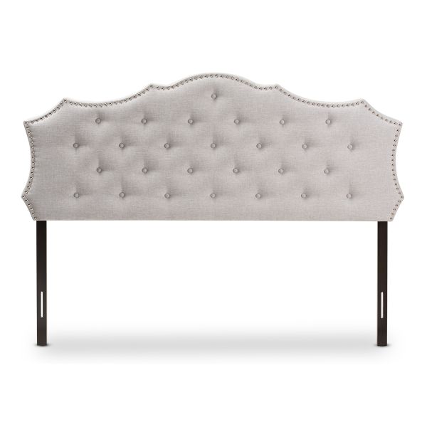 Aurora Modern and Contemporary Greyish Beige Fabric Queen Size Headboard