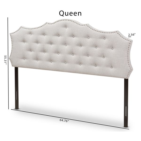 Aurora Modern and Contemporary Greyish Beige Fabric Queen Size Headboard