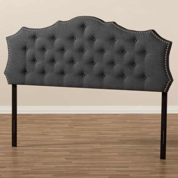 Aurora Modern and Contemporary Dark Grey Fabric King Size Headboard