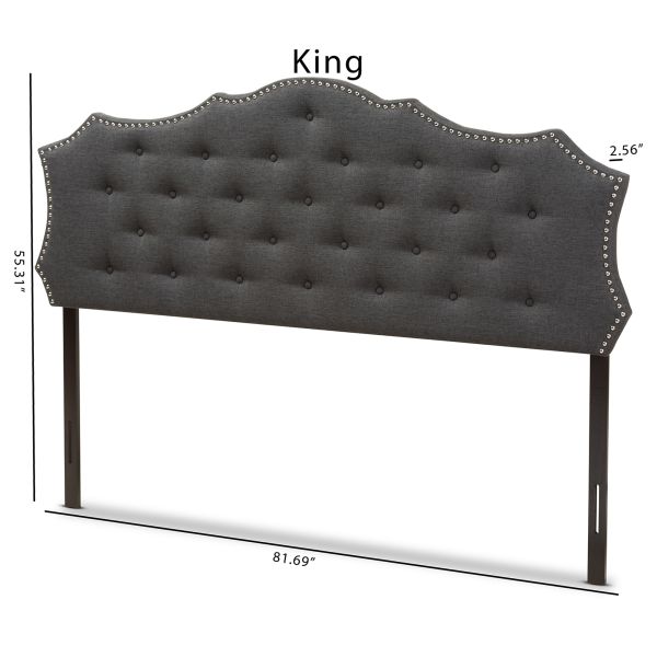Aurora Modern and Contemporary Dark Grey Fabric King Size Headboard