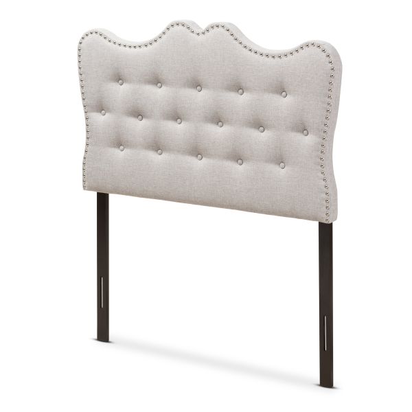 Emma Modern and Contemporary Greyish Beige Fabric Twin Size Headboard