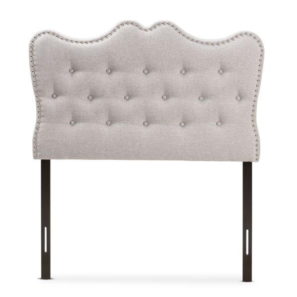 Emma Modern and Contemporary Greyish Beige Fabric Twin Size Headboard