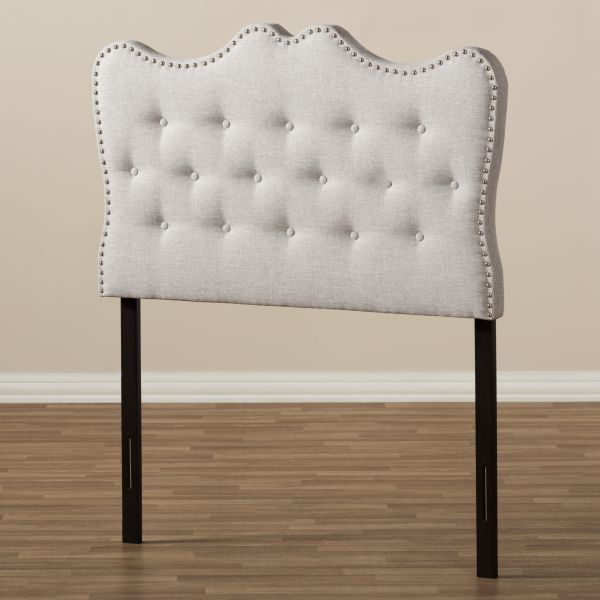 Emma Modern and Contemporary Greyish Beige Fabric Twin Size Headboard