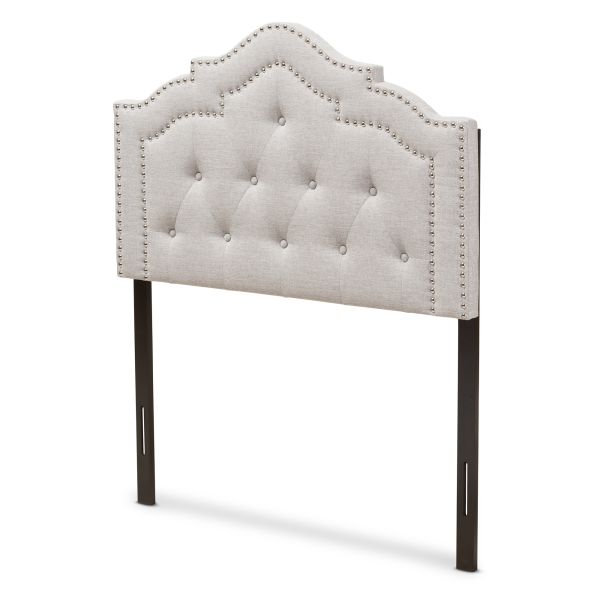 Edith Modern and Contemporary Greyish Beige Fabric Twin Size Headboard
