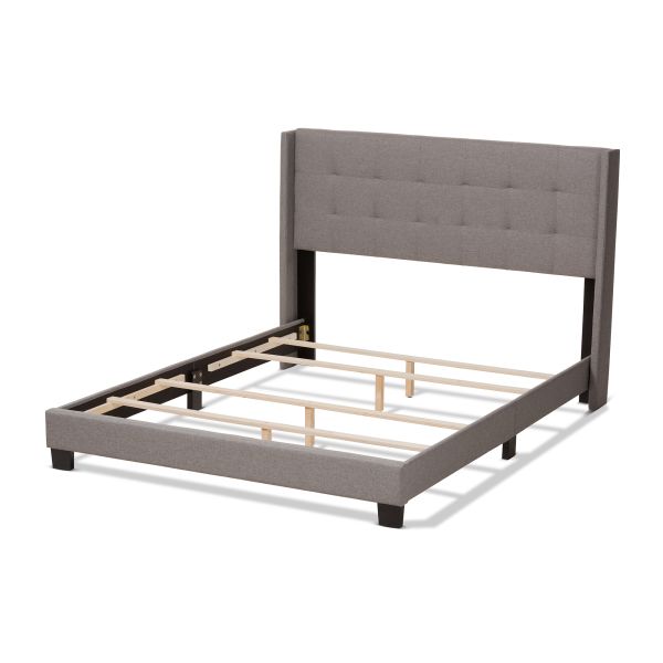 Lisette Modern and Contemporary Grey Fabric Upholstered King Size Bed