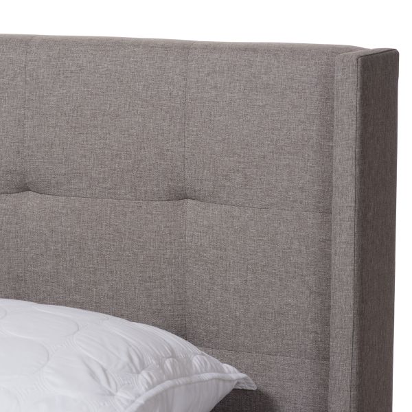 Lisette Modern and Contemporary Grey Fabric Upholstered Queen Size Bed