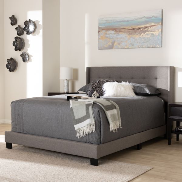 Lisette Modern and Contemporary Grey Fabric Upholstered King Size Bed