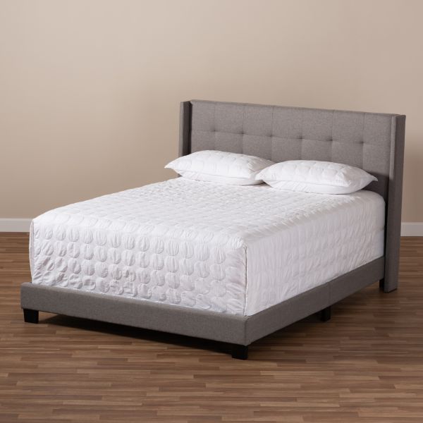 Lisette Modern and Contemporary Grey Fabric Upholstered Queen Size Bed