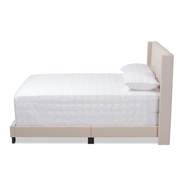 Lisette Modern and Contemporary Beige Fabric Upholstered Queen Size Bed