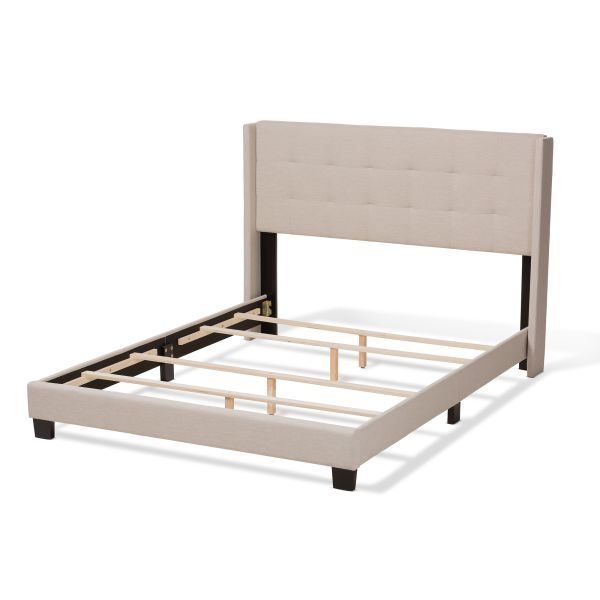 Lisette Modern and Contemporary Beige Fabric Upholstered Full Size Bed