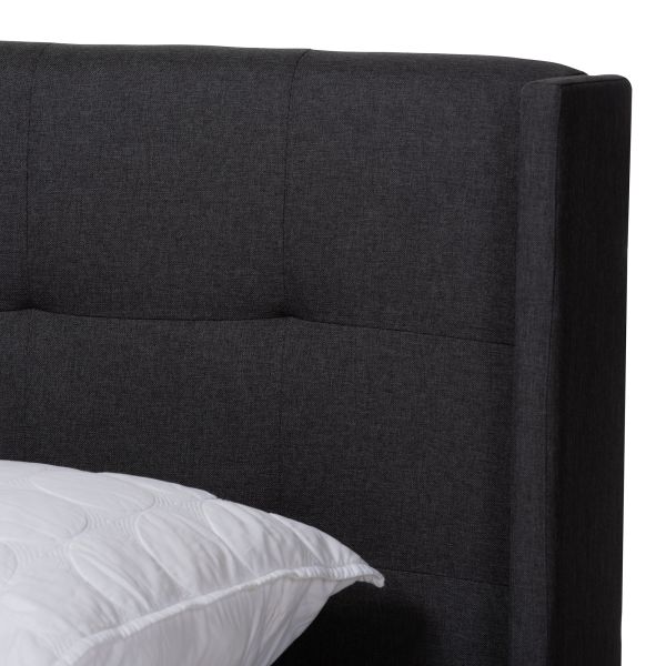 Lisette Modern and Contemporary Charcoal Grey Fabric Upholstered Queen Size Bed