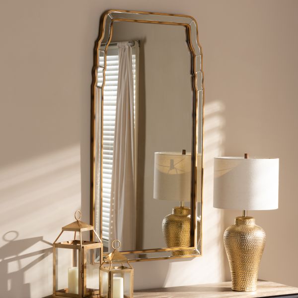 Alice Modern and Contemporary Queen Anne Style Antique Gold Finished Accent Wall Mirror